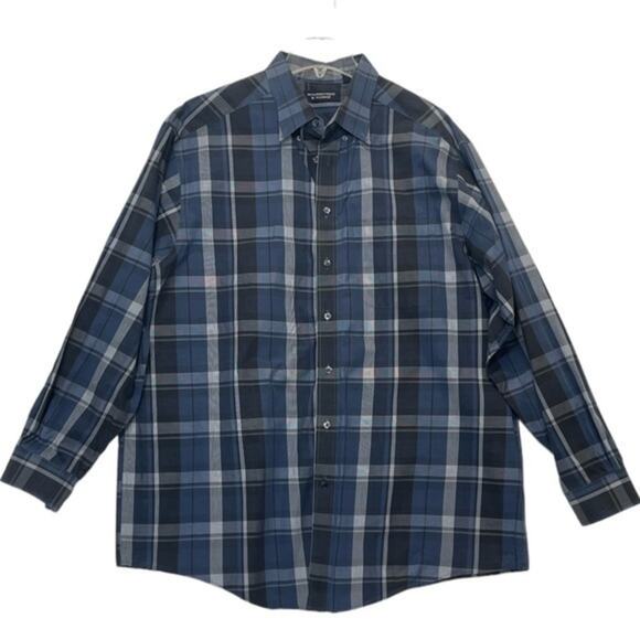 Roundtree and Yorke Plaid Button Down Shirt collared long sleeve Men’s Size 2XL - Picture 1 of 8
